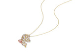 18K Rose Gold Multicolor Diamond Butterfly Necklace with Fancy Light Pink Diamond