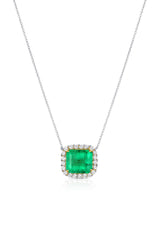 Platinum & 18K Yellow Gold 5.68-Carat Colombian Emerald and Diamond Necklace
