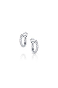18K White Gold Diamond Huggie Hoop Earrings