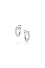 18K White Gold Diamond Huggie Hoop Earrings