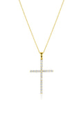 18K Yellow Gold Diamond Cross Necklace – 0.80 CTW