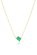 18K Yellow Gold 1.26-Carat Colombian Emerald Solitaire Necklace