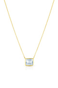 18K Yellow Gold Emerald-Cut Aquamarine Solitaire Necklace