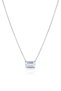 Platinum 2.76-Carat Emerald-Cut Aquamarine Solitaire Necklace