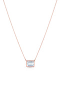 18K Rose Gold Emerald-Cut Aquamarine Solitaire Necklace – 2.51 CT