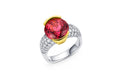 Estate 18K White & Yellow Gold Pink Tourmaline and Diamond Ring