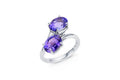 Platinum Two-Stone Bluish-Violet Tanzanite Bypass Ring – 5.19 Carats