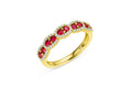 18K Yellow Gold Ruby and Diamond Double Halo Halfway Band