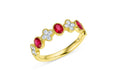 18K Yellow Gold Oval Ruby & Diamond Clover Halfway Band