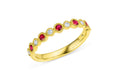 18K Yellow Gold Milgrain Bezel Ruby & Diamond Halfway Band