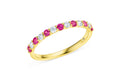 18K Yellow Gold Pink Sapphire & Diamond Half Eternity Band