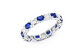 Platinum Emerald-Cut Blue Sapphire & Diamond Eternity Ring – 2.82 CTW