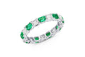 Platinum Emerald-Cut Emerald and Diamond Eternity Ring