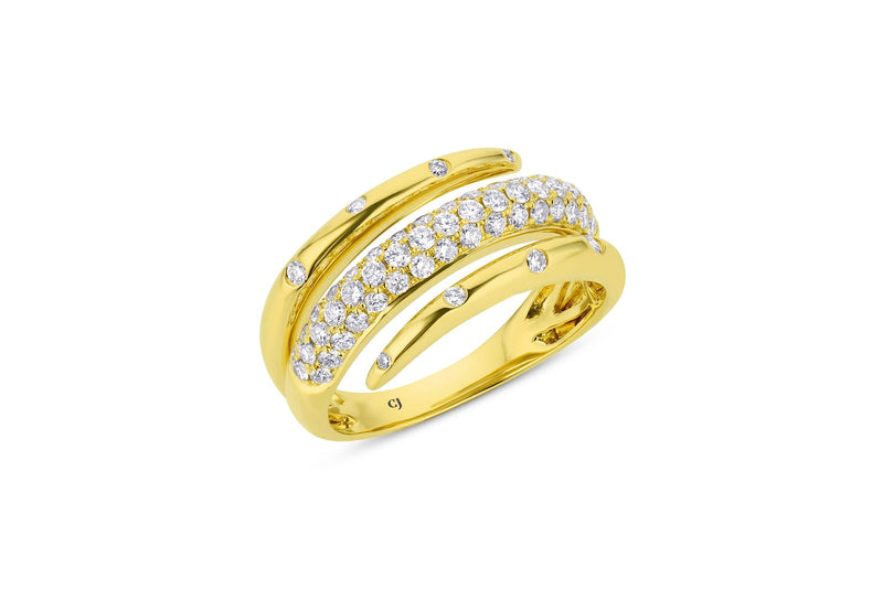 Yellow Gold Diamond Swirl Ring