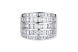18K White Gold Five-Row Channel-Set Baguette Diamond Ring – 5.50 Carats