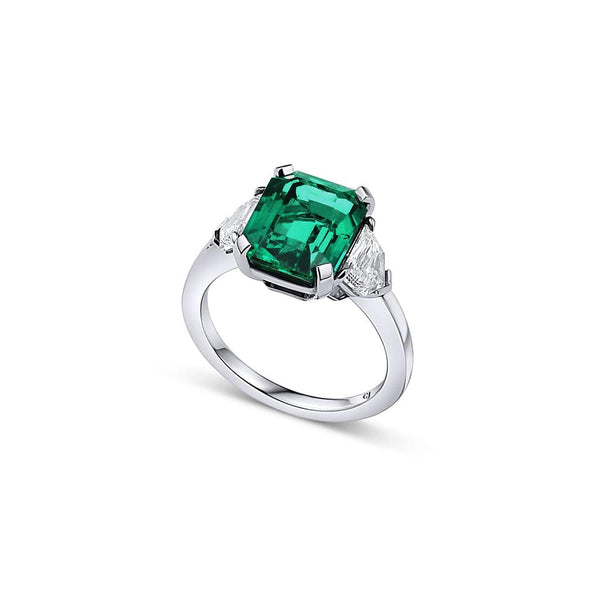 Platinum 4.06ct Zambian Emerald Diamond Ring, Dunaigre Report