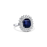 Estate Platinum 7.36ct Unheated Blue Sapphire Diamond Ring, GIA Certified