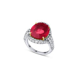 Platinum 18kt Yellow Gold 8.80ct Natural Burma Ruby Diamond Ring