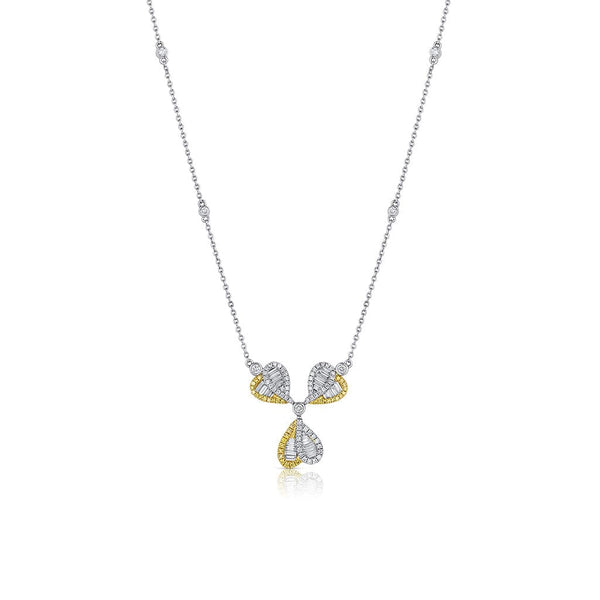 Estate Gregg Ruth 18kt Gold Yellow Diamond 3 Heart Necklace