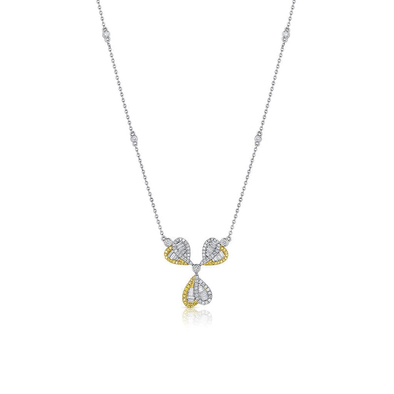 Estate Gregg Ruth 18kt Gold Yellow Diamond 3 Heart Necklace