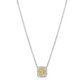 18kt White Gold Yellow Diamond Square Pendant Necklace