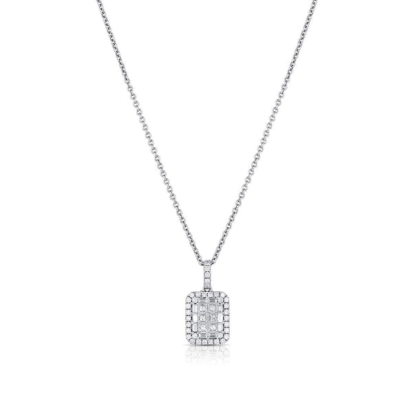 Estate Gregg Ruth 18kt White Gold Diamond Rectangular Pendant Necklace