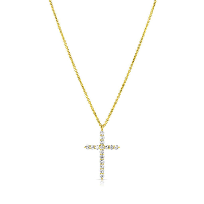 18kt Yellow Gold Diamond 1" Cross Pendant Necklace
