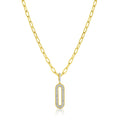 18kt Yellow Gold Diamond Oval Chain Pendant Necklace
