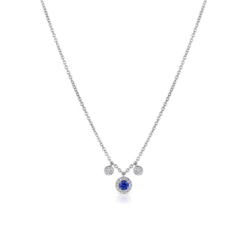 18kt White Gold Sapphire Diamond 2 Dangle Necklace