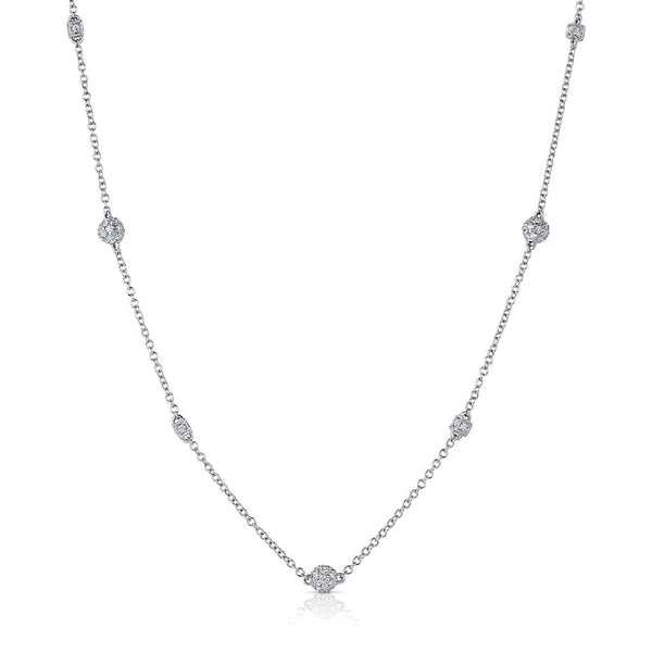18kt White Gold 0.50ctw Diamond Cube and Sphere Necklace