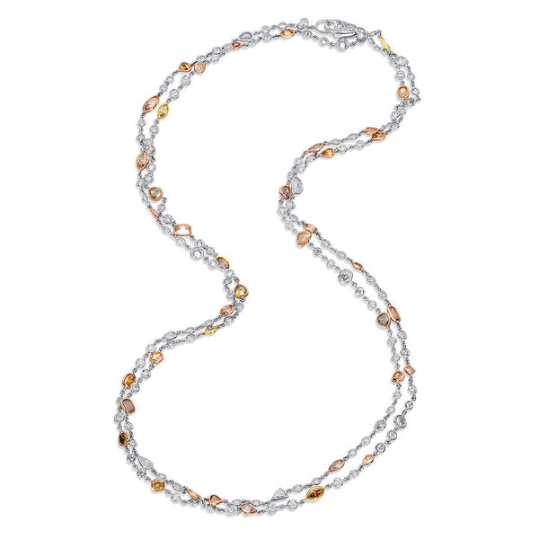 Rivière  Platinum 18kt Gold 25.84ctw Multicolor Diamond 50" Long Necklace