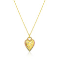 18kt Yellow Gold Rainbow Sapphire Diamond Heart Necklace