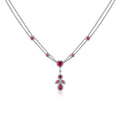 Estate 18k White Gold Ruby Diamond Pendant Necklace
