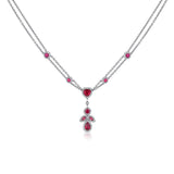 Estate 18k White Gold Ruby Diamond Pendant Necklace