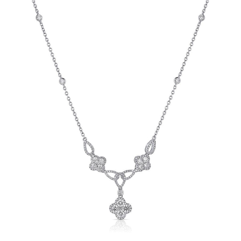 18kt White Gold Diamond Quatrefoil Diamond Necklace