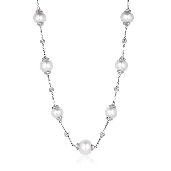 18kt White Gold 16mm Pearl Diamond 51" Necklace
