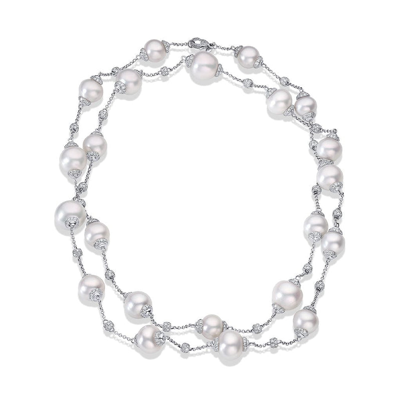 18kt White Gold 16mm Pearl Diamond 51" Necklace