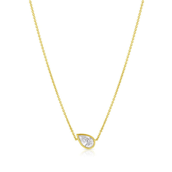 Rivière 18kt Yellow Gold 1.05ct Pear-Shaped Pendant Necklace, GIA Certified