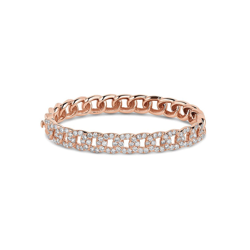 18kt Rose Gold 3.65ctw Diamond Curb Chain Bangle Bracelet