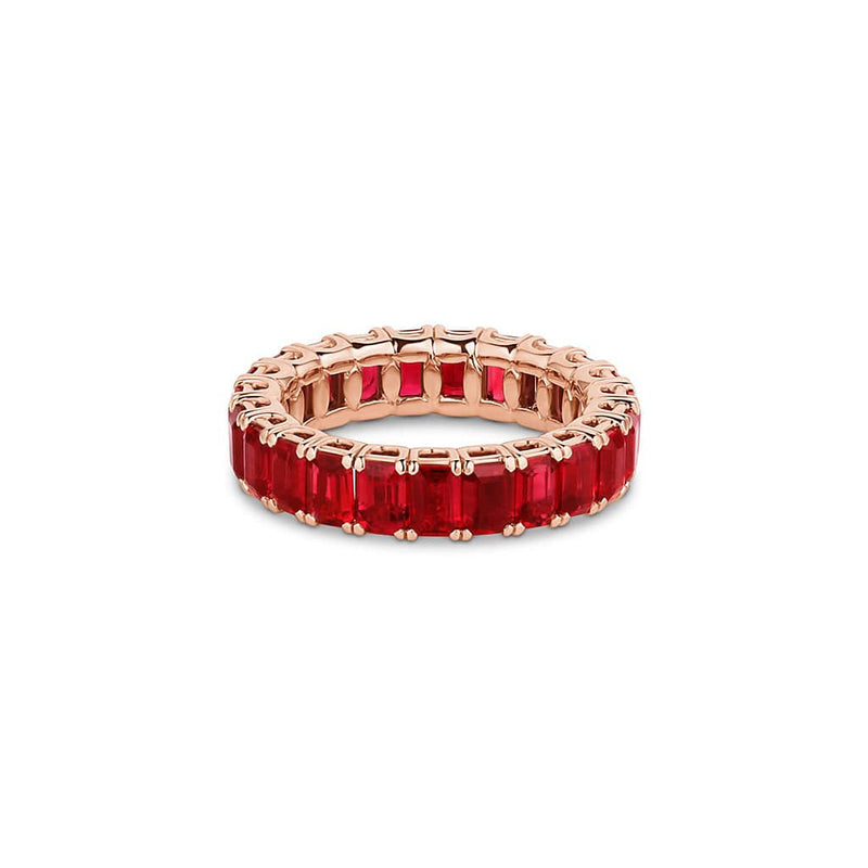 18kt Rose Gold 5.23ctw Natural Ruby Eternity Band Ring
