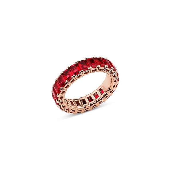 18kt Rose Gold 5.23ctw Natural Ruby Eternity Band Ring
