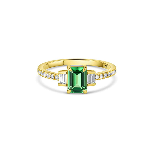 18kt Yellow Gold 0.99ctw Green Garnet Diamond Ring