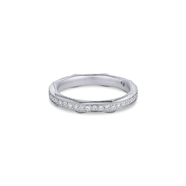 18kt White Gold Pave Diamond Octagon Band