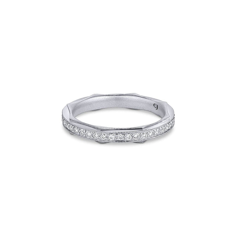 18kt White Gold Pave Diamond Octagon Band