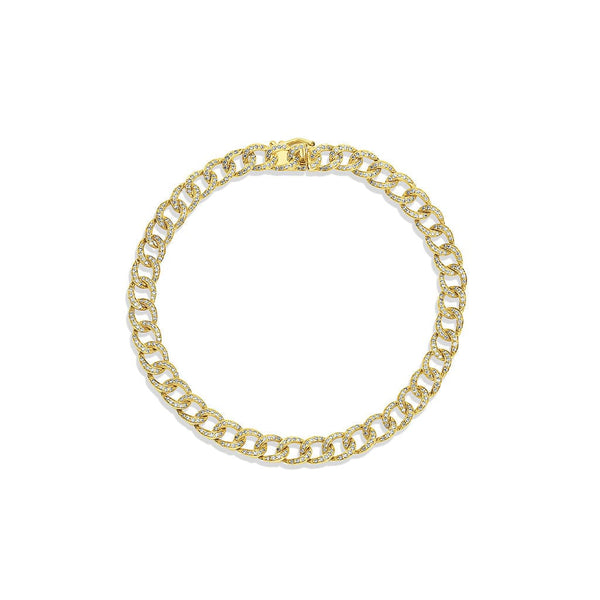 18kt Yellow Gold 1.00ctw Diamond Link Chain Bracelet