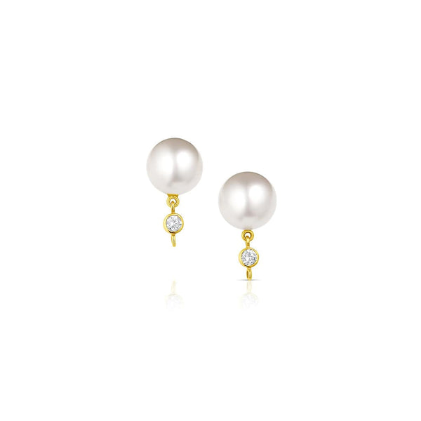 Rivière 18kt Yellow Gold 13mm Pearl Diamond Earrings