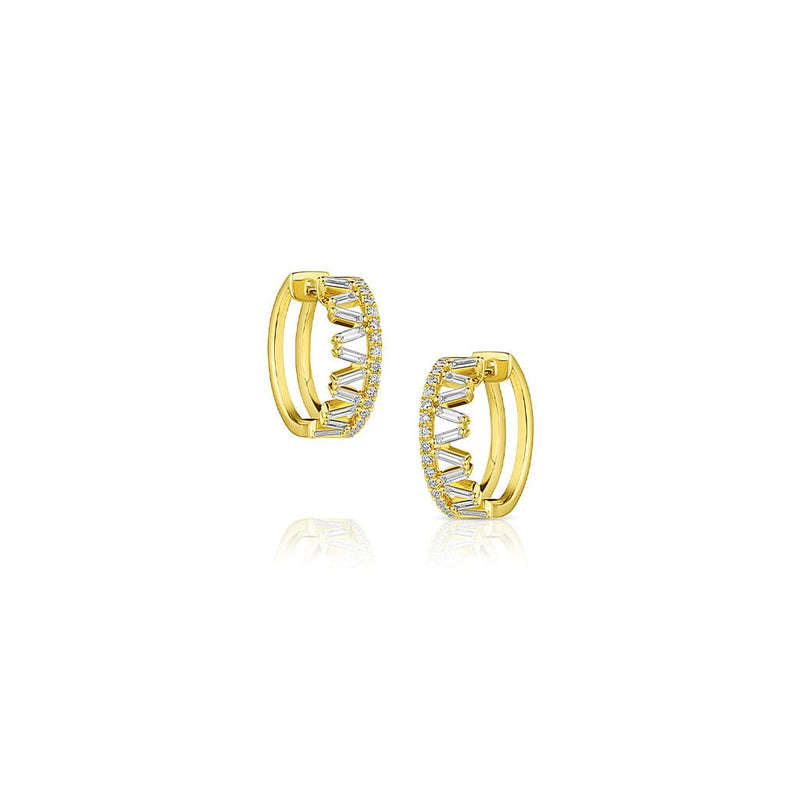 18kt Yellow Gold Diamond "V" Hoop Earrings