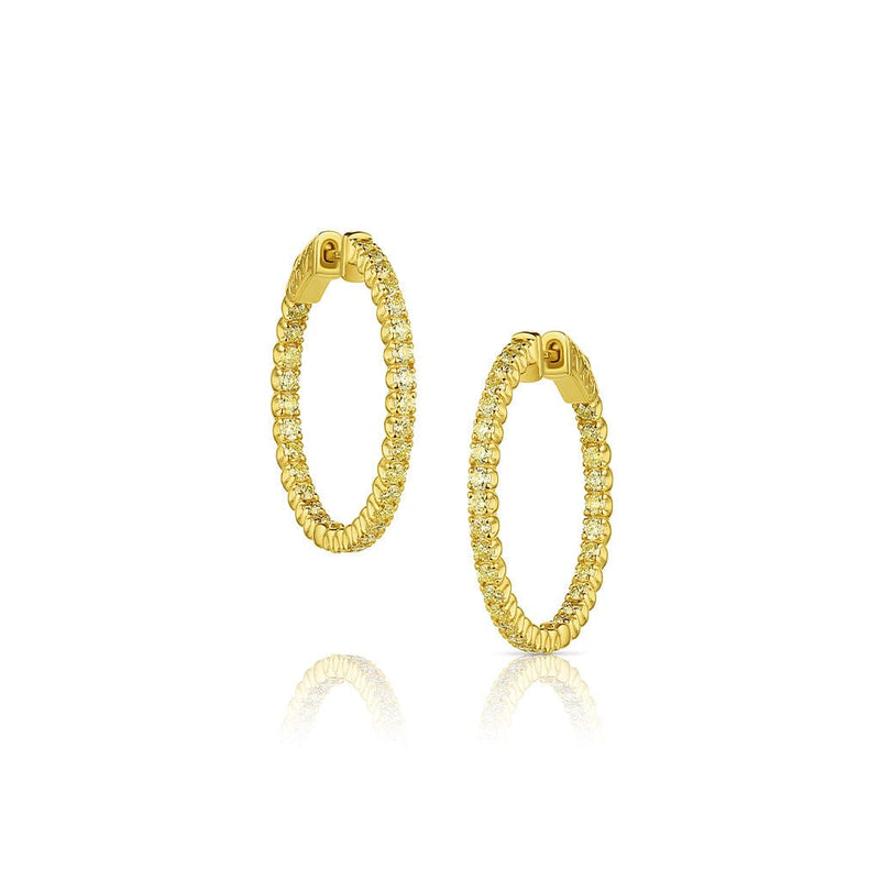 Rivière 18kt Yellow Gold 2.08ctw Yellow Diamond 1.20" Hoop Earrings