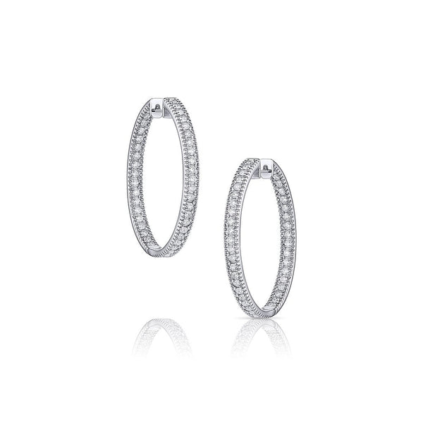 18kt White Gold 2.50ctw Diamond Inside Out Hoop Earrings