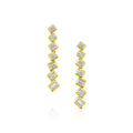18kt Yellow Gold 0.65ctw Diamond Baguette Cluster Offset Earrings